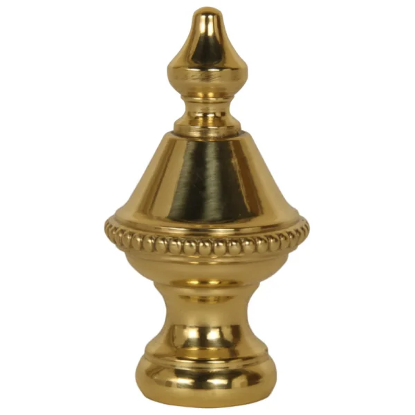 Beaded Knob Spire Lamp Finial – Polished Brass, 1.5″ Height