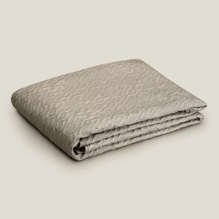 Stella Blue & Off White Reversible Faux Silk Bedspread