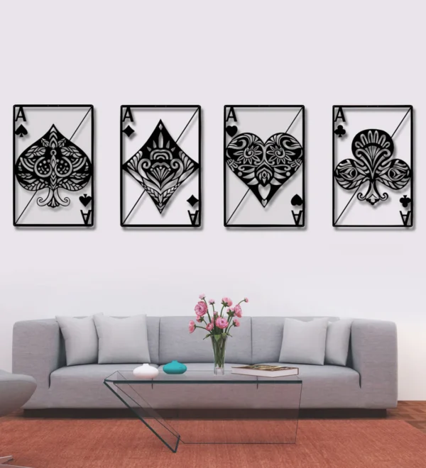 Black Vintage Metal Ace Wall Hanging Art Decor