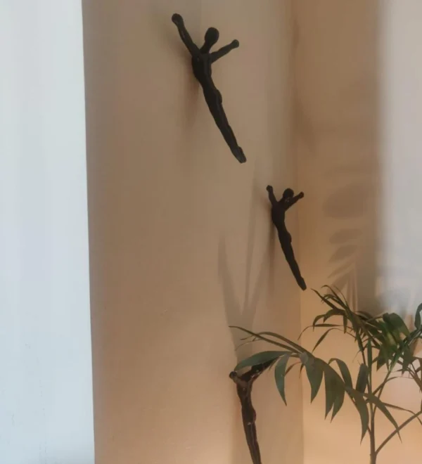 Man Upside Down Black Aluminium Set of 2 Hanging Wall Art