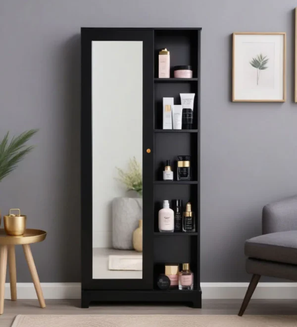 Dresser In Wenge Finish With Hidden Mirror Storage