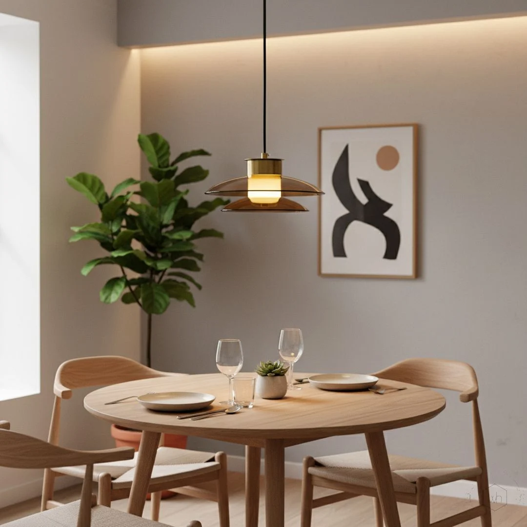 Tiered Disc Glass Hanging Light - Amber