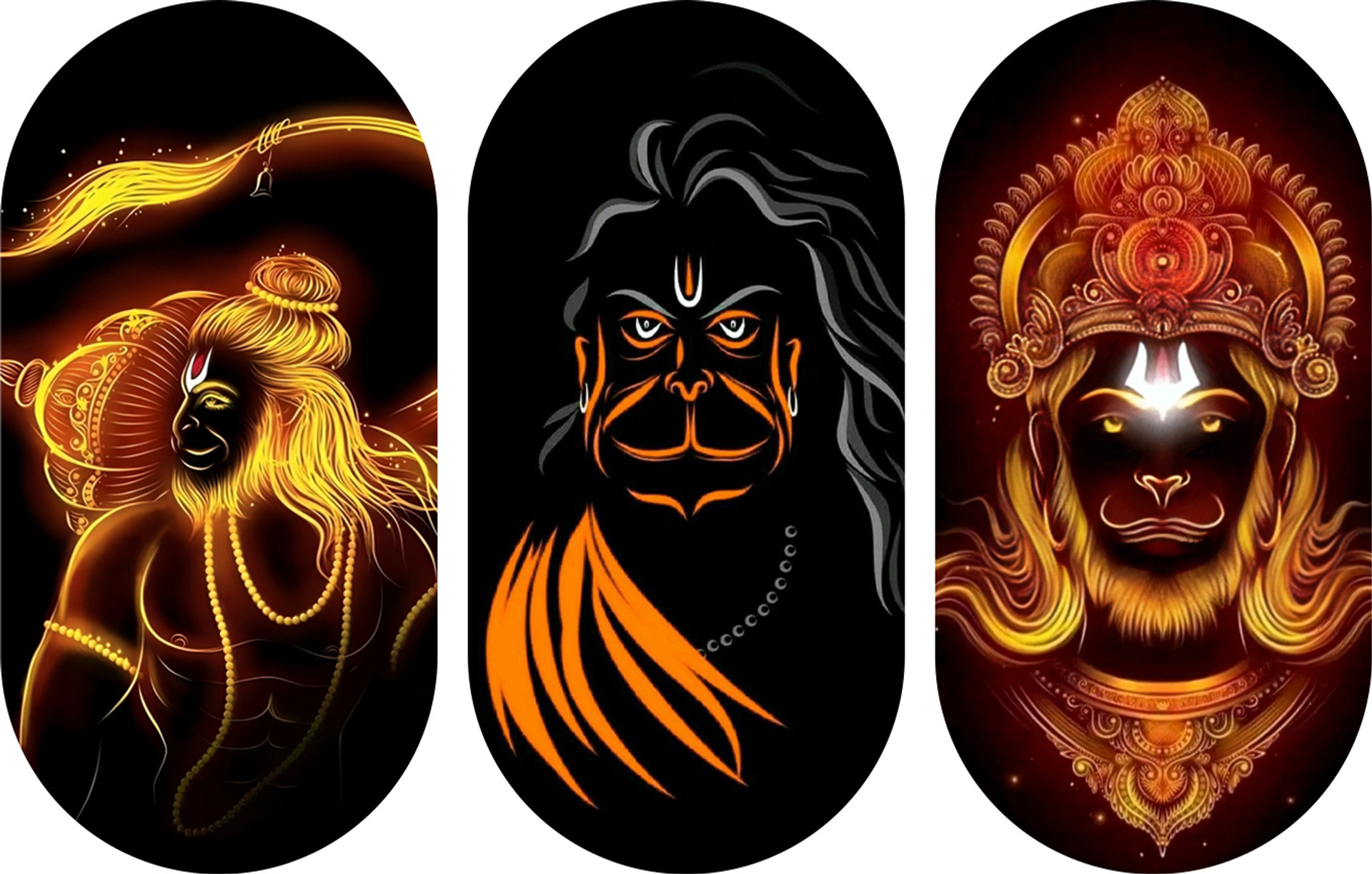 BookYourGift Hanuman Ji Animated Wooden Plank set of 3 Decor Pack of 3 (12 inch X 17 inch, Multicolor)